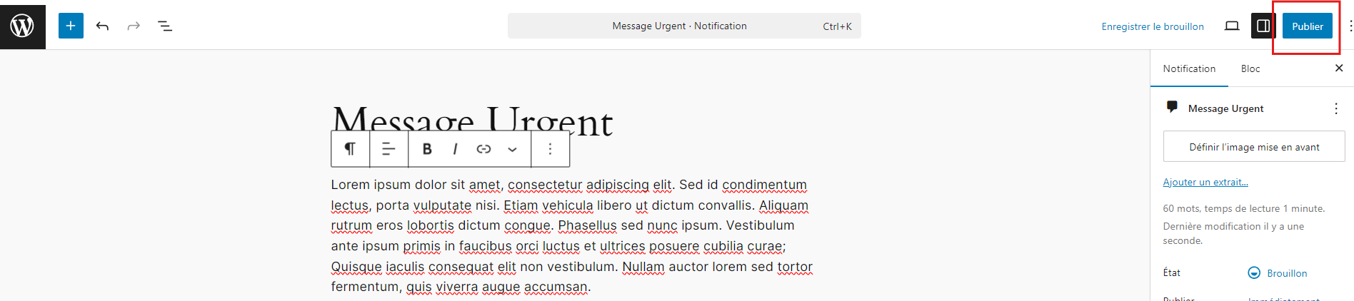 Publier la notification